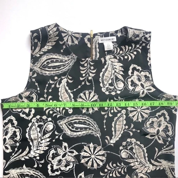NY Artisan sleeveless dress floral paisley black white size 8 - Picture 6 of 10